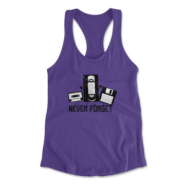 Never Forget The Old Stuff Womens Racerback Tank in Purple Rush color
